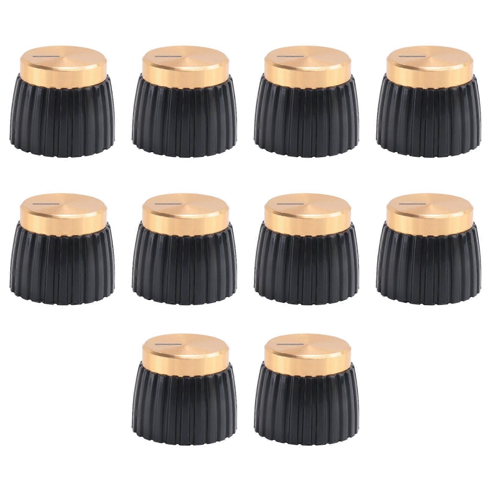 10x Guitar AMP Amplifier Knobs Black+Gold Cap for Amplifier