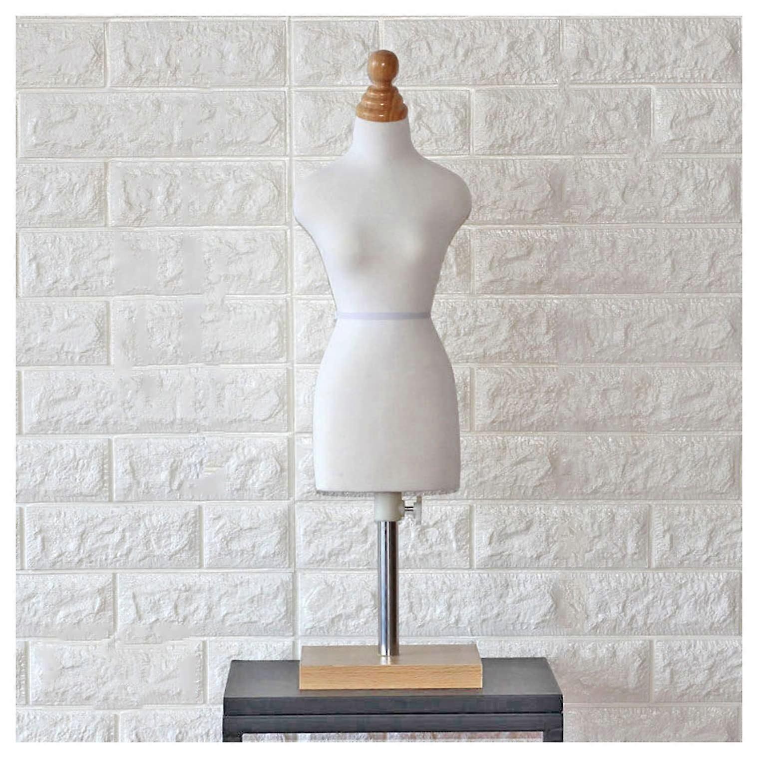 Adjustable Dress Form Half Size with Solid Base and Linen Cover for Clothing Design White