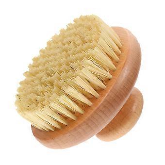 Shower Scrub Brush with Ergonomic Grip for Back and Body Exfoliation, Compact Wood Finish