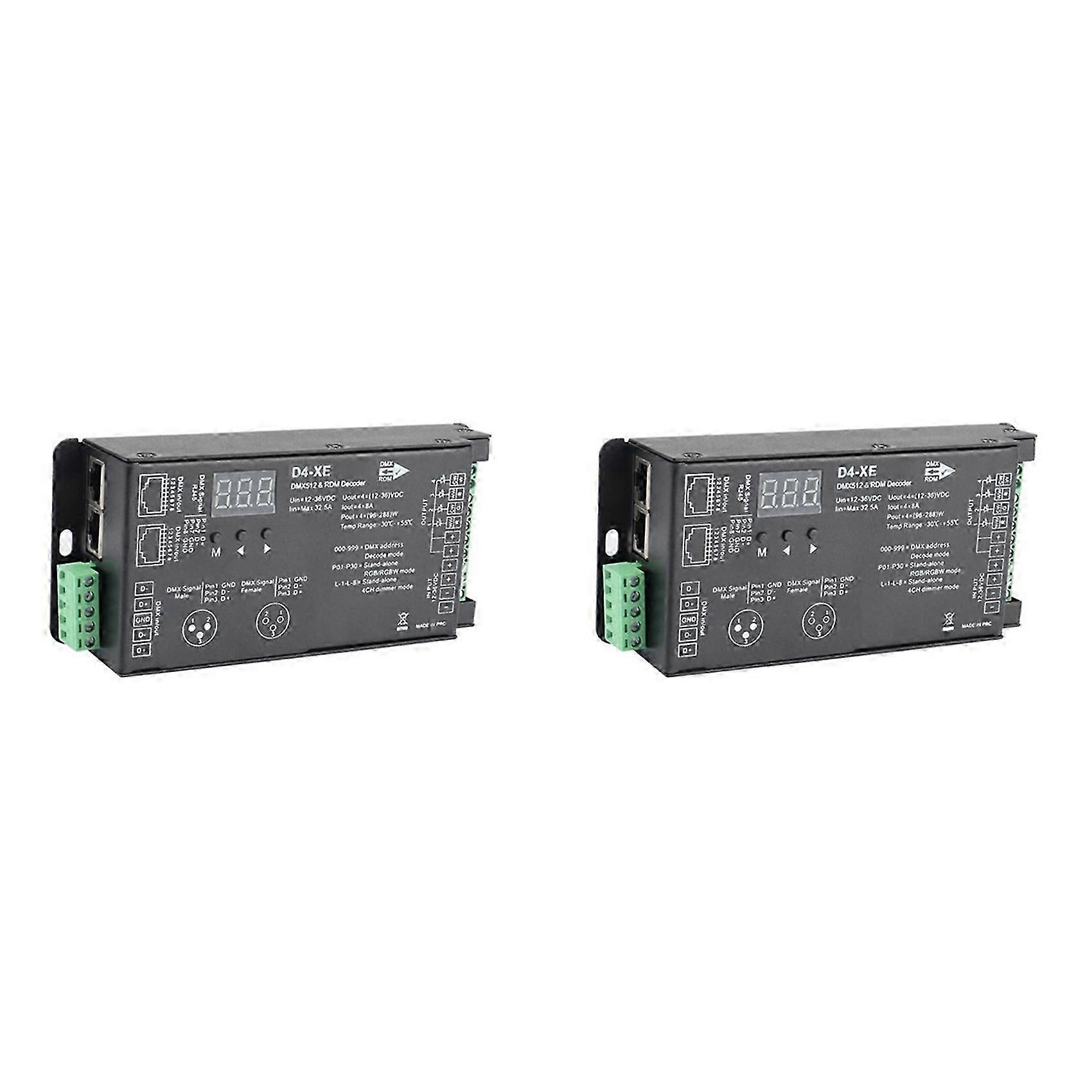 2X 4CH D4-XE DMX Decoder Controller PWM Flicker Free Dimming 12V-36V Digital Display 2000Hz 500HZ for RGB LED Lights
