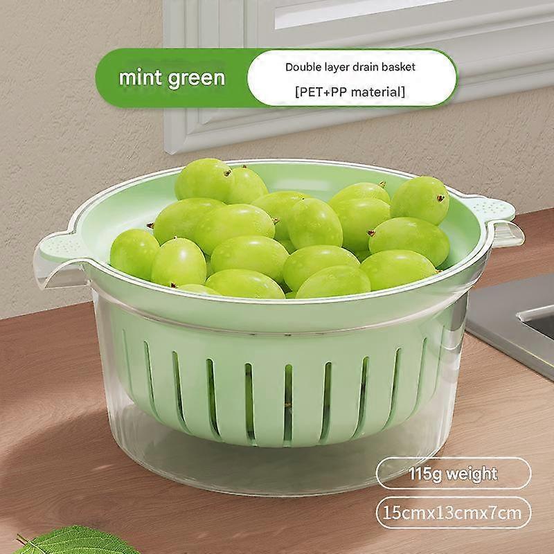 Double Layer Vegetable Draining Basket, Thick Plastic, Home Kitchen