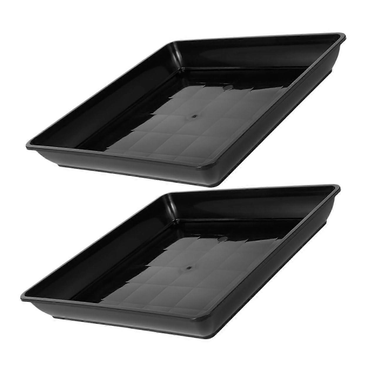 2pcs Rectangular Plastic Plant Drip Trays for Indoor Water Drainage Durable Saucers
