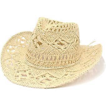 Straw Cowboy Hats for Women Men Western Cowgirl Hat Foldable Wide Brim Cowboy Hat Travel Vacation Beach Sun Hats  Beige  One Size