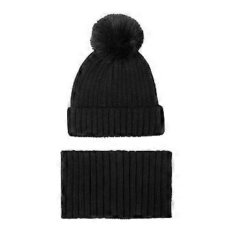 Minoti Womens/Ladies Knitted Faux Fur Pom Pom Beanie & Snood Set