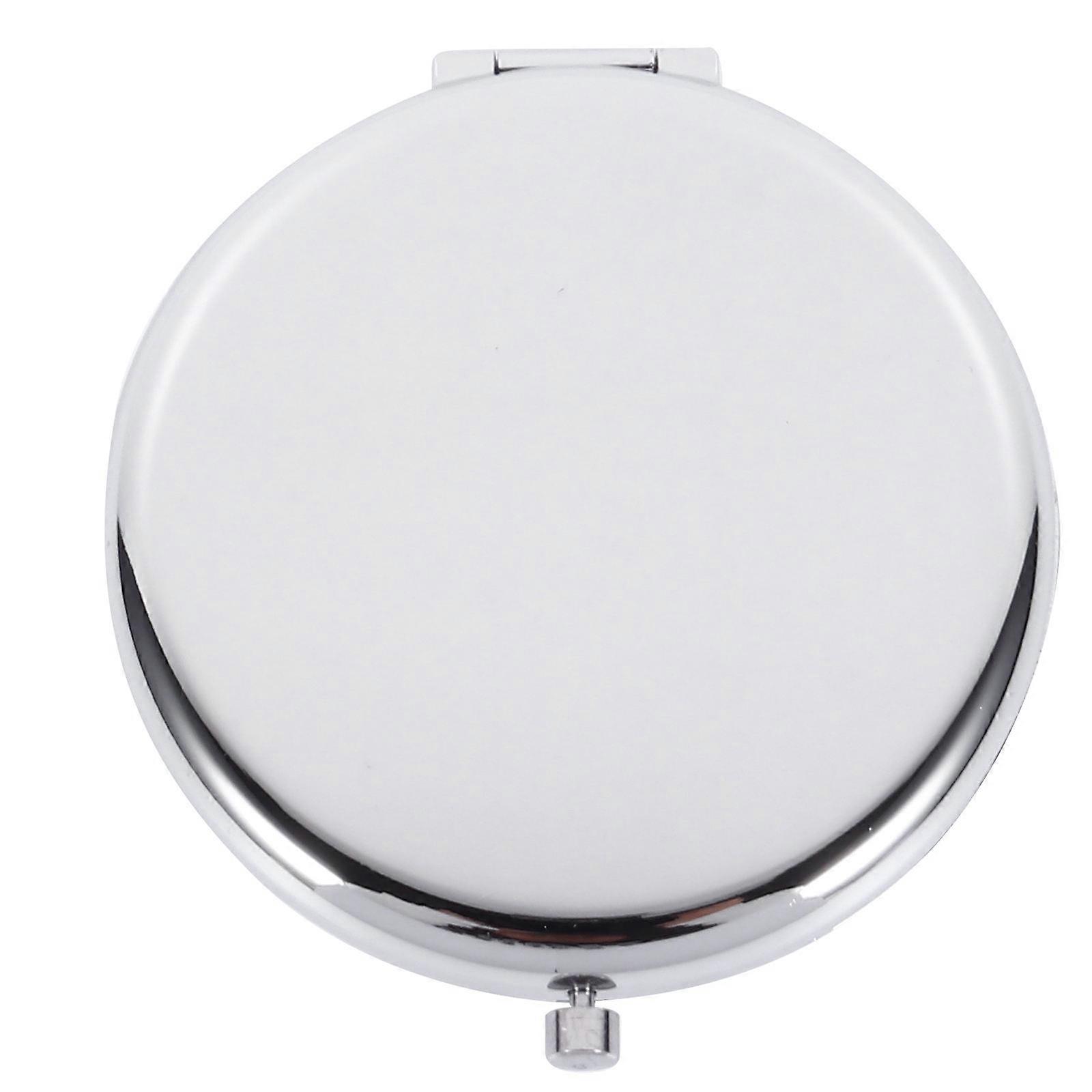 Foldable Mirror Compact Makeup Mirror for Makeup Use 2Pcs Silver Round