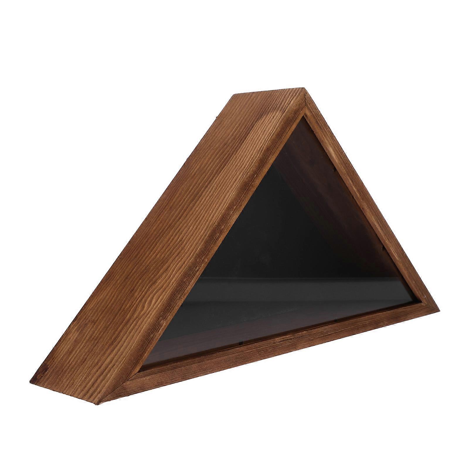 Wood Triangular Flag Display Case for Storage Protective Cover