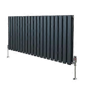 Oval Column Radiator 600mm x 1200mm & TRV Chrome Valves Designer Double Panel Central Heating Heater