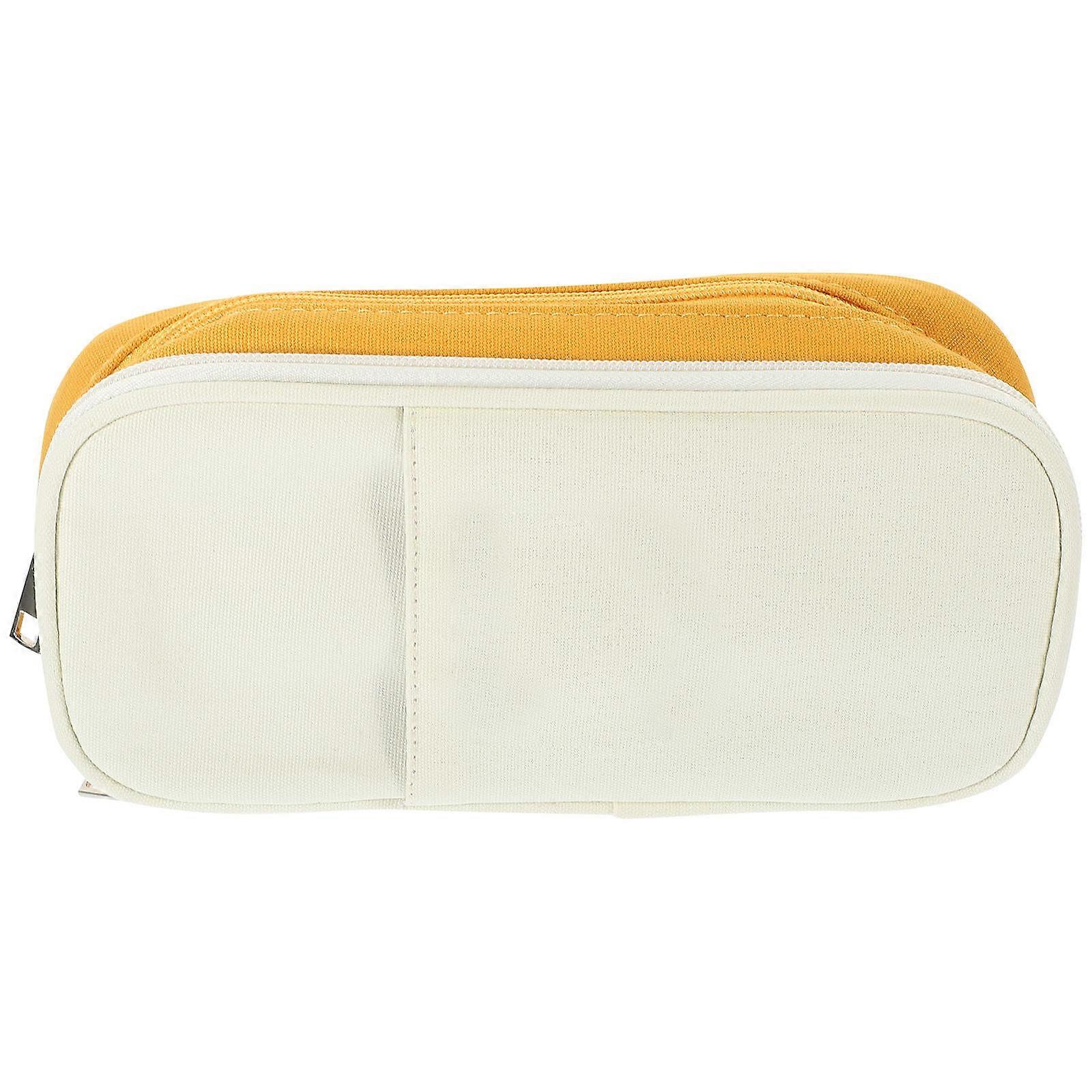 Canvas Pencil Holder Multi-Function Pencil Bag for Storage Use Yellow