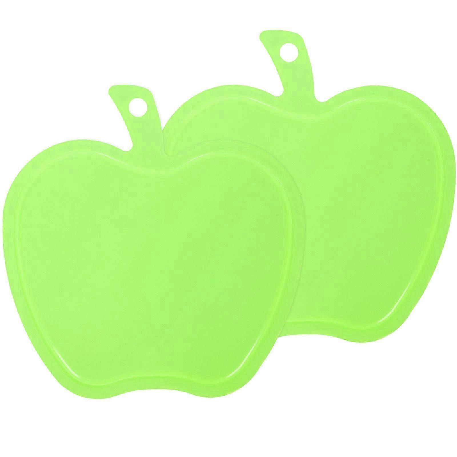 Green Apple Shape Plastic Cutting Board for Kitchen Use 2Pcs Set