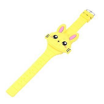Siliconen LED Cartoon Watch Konijn Vorm Polshorloge Clamshell Elektronisch Horloge Verjaardagscadeau Partij Gunst voor Kid Kind Kinderen Peuters Geel