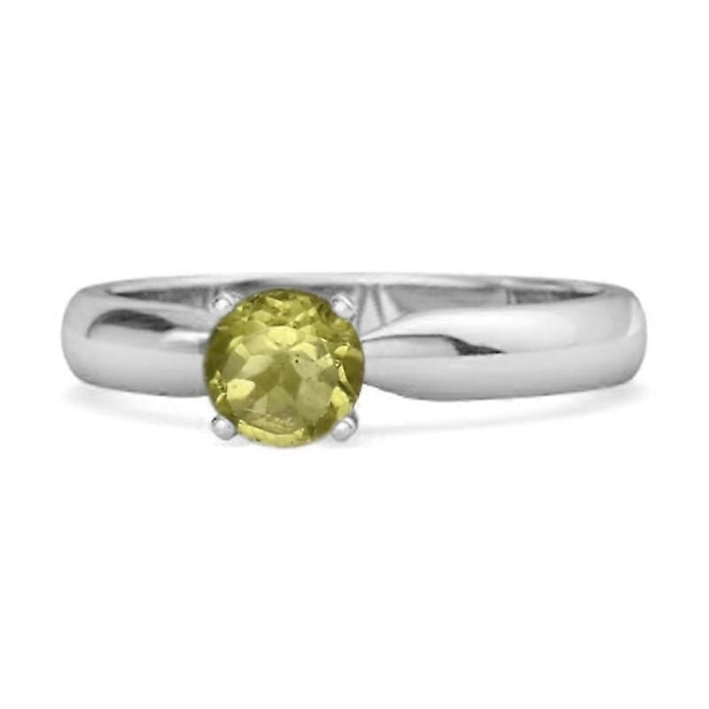 Peridot Classic Solitaire Ring - 925 Sterling Silver