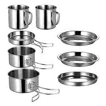 Outdoor Camping Cookware Kit Stainless Steel Portable Cooking Set 1Set