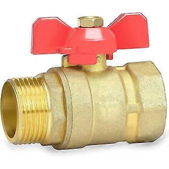 Brass 1 Inch Ball Valve With Red Butterfly Handle - Male/female Full Bore Dn25 Pn16