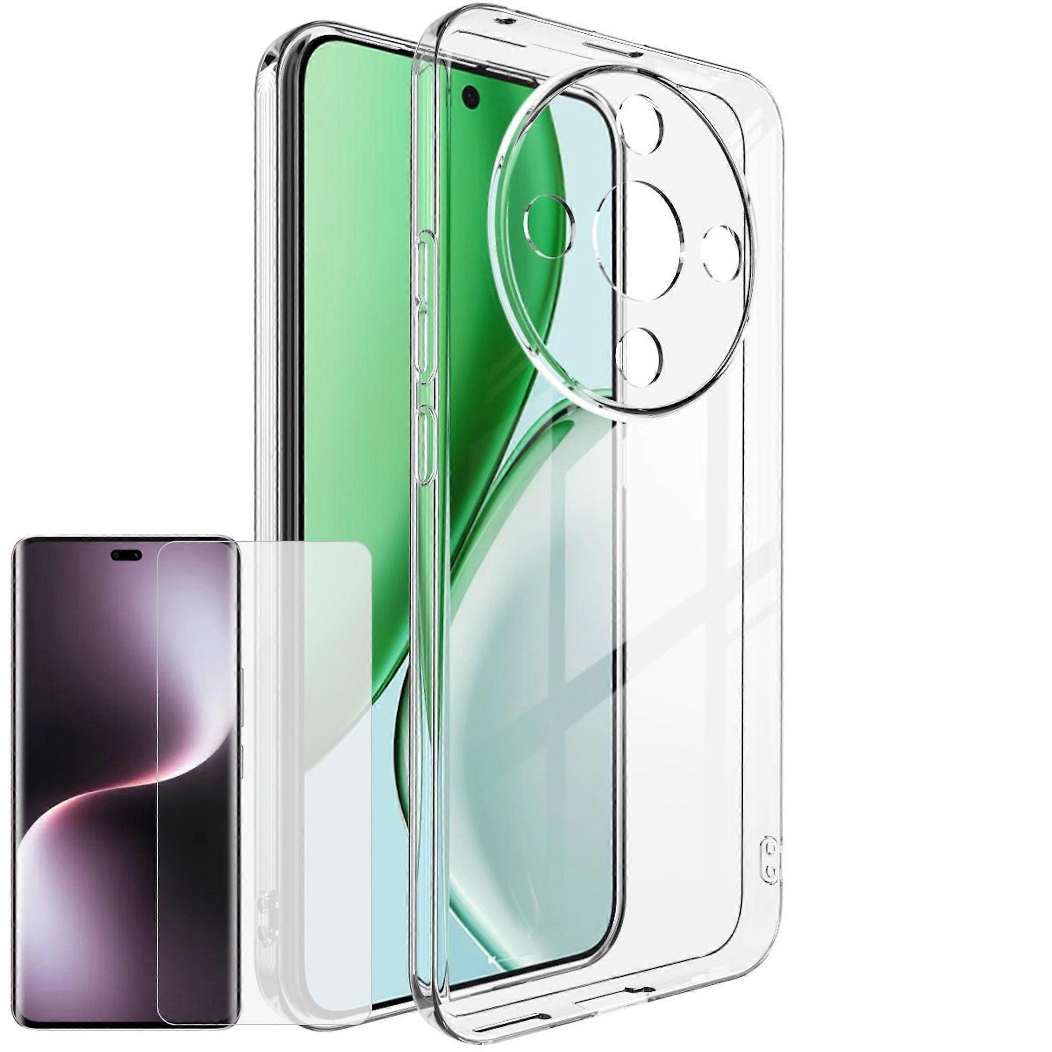 Phone Case + Screen Protector for Honor Magic 8 Lite 9H TPU Set Bundle Transparent