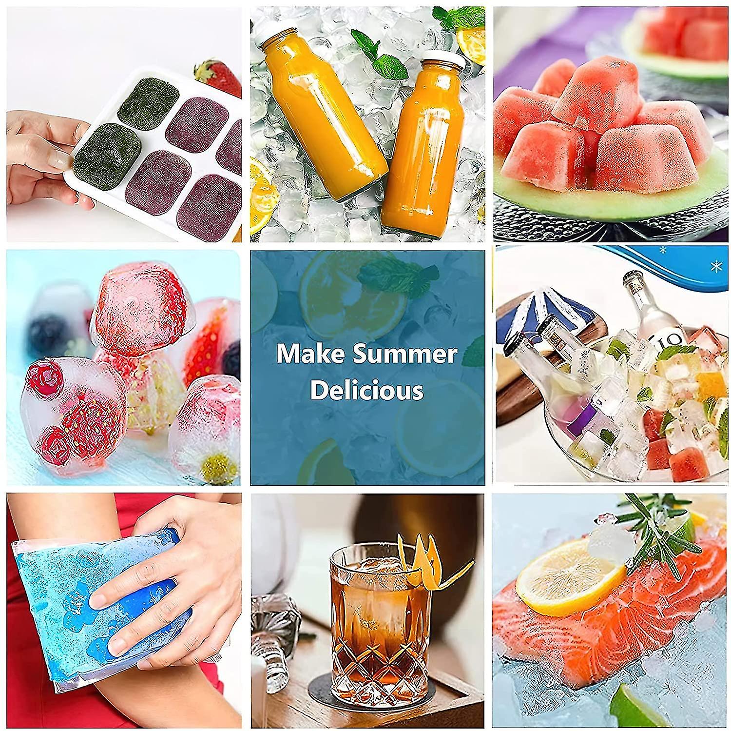 4 Pack Silicone Ice Cube Trays With Lid,easy Remove Ice Cube Trays