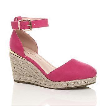 Ajvani Mid Wedge Heel Ankle Strap Espadrille Sandals
