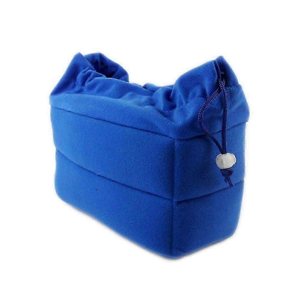 Camera Bag Camera Insert Bag with Drawstring Adjustable Divider Camera Lens Soft Bag for ,, Blue