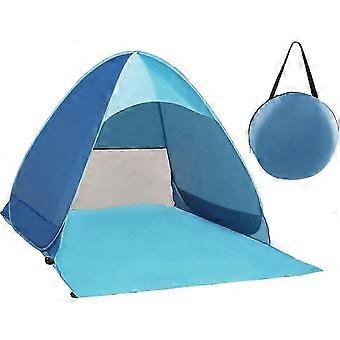 Pop-up-Zelt, tragbares leichtes Strandzelt, Sonnenschutz für 2-3 Personen, Tragetasche Zeltheringe, UV-Schutz für Familie, Garten, Camping (blau)