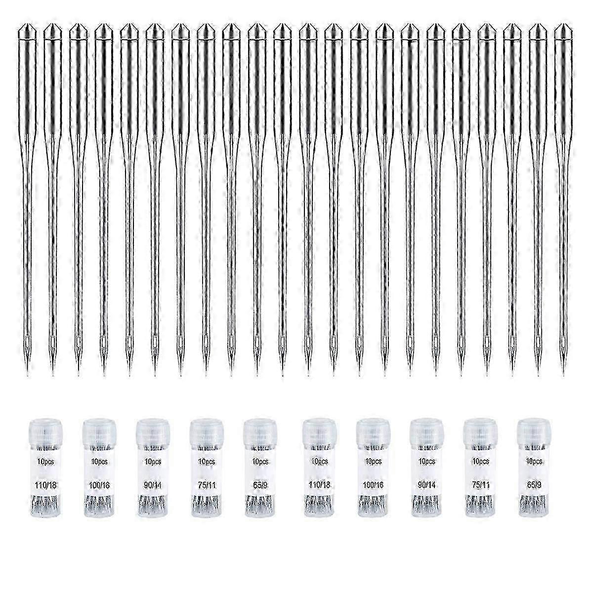 100-Pack Regular Point Sewing Machine Needles, Universal Fit for Singer & Standard Projects