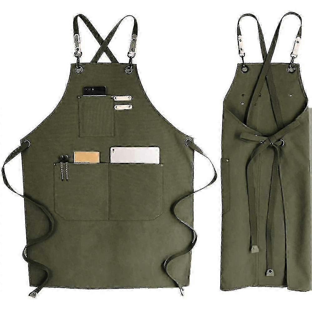 Kitchen Cooking Baking Bib Apron, Adjustable Strap And Large Pockets