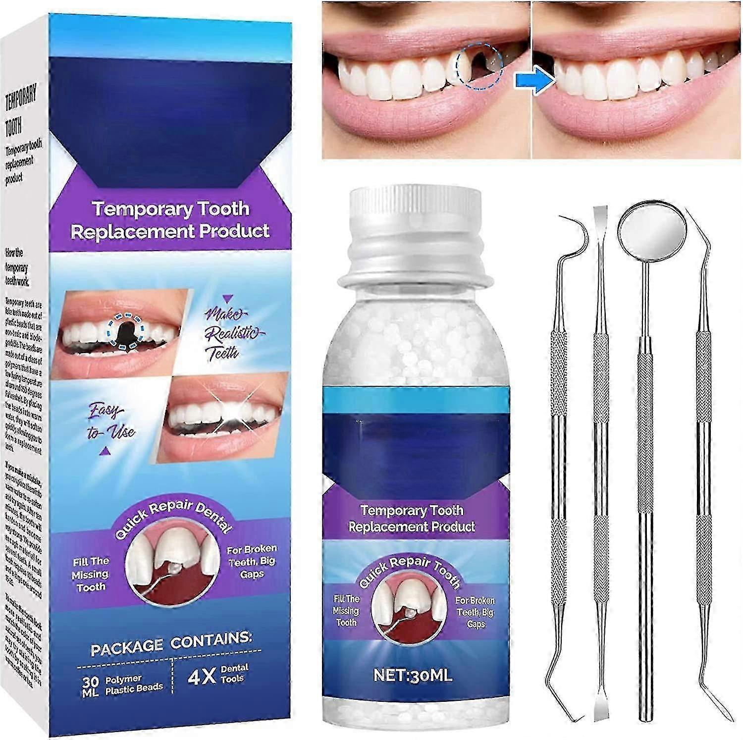 Tooth Repair Kit, Temporary Teeth Replacement Kit, Fixing Missing And Broken Tooth Replacements With Tool