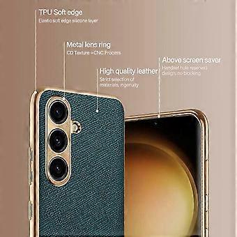 Phone Case for Samsung Galaxy S24/S24 Plus/S24 Ultra, Leather Shockproof Slim Cross Cover, Camera Lens Protector, Soft Durable Plating Case