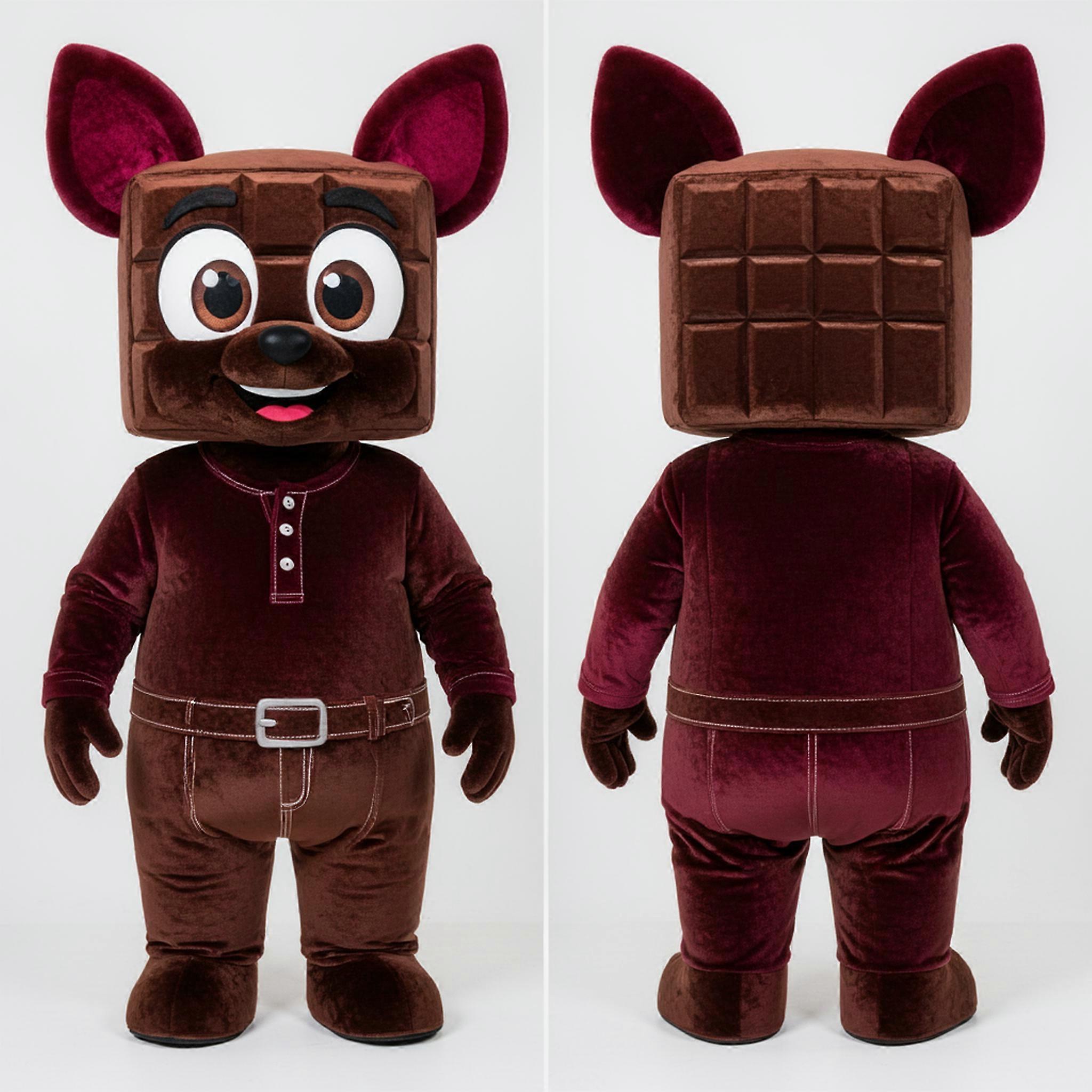 MASTICOT Maroon Plush Cartoon Chocolate Bars Mascot
