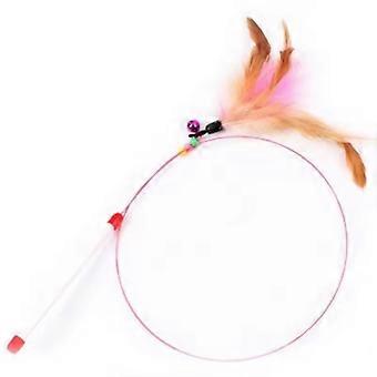 360 graden draaibare speelstok met veertje en belletje, draadspeelgoed voor binnenkatten, interactief visspeelgoed ter verlichting van verveling.