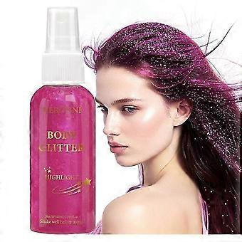 Glitter Spray, Luminous Finish Body Shimmer Spray for Body, Face, Hair & Clothes, Instant Sparkle for Stage Makeup Party_HZ