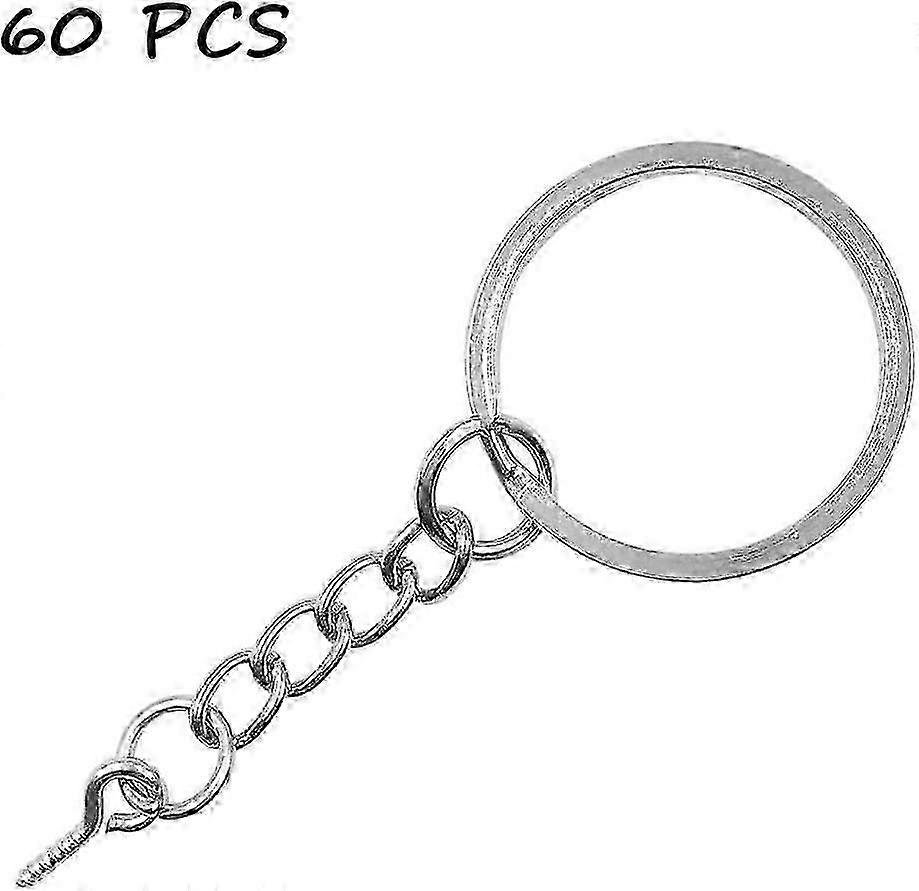 60Pcs Keyring Rings, Flat Split Key Chains with Open Jump Ring