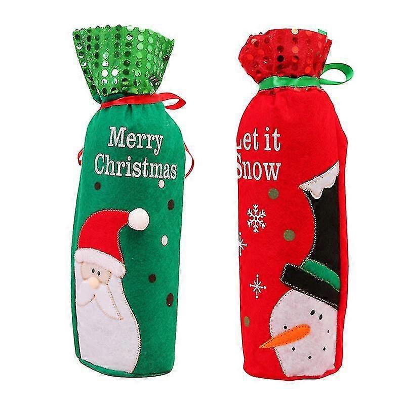 2pcs Christmas Wine Bottle Decor