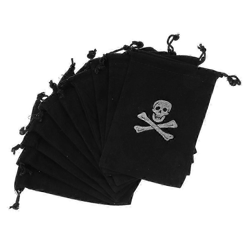 2Pcs Halloween Pirate Candy Pouch 2Pcs Polyester Drawstring Black Storage Bag