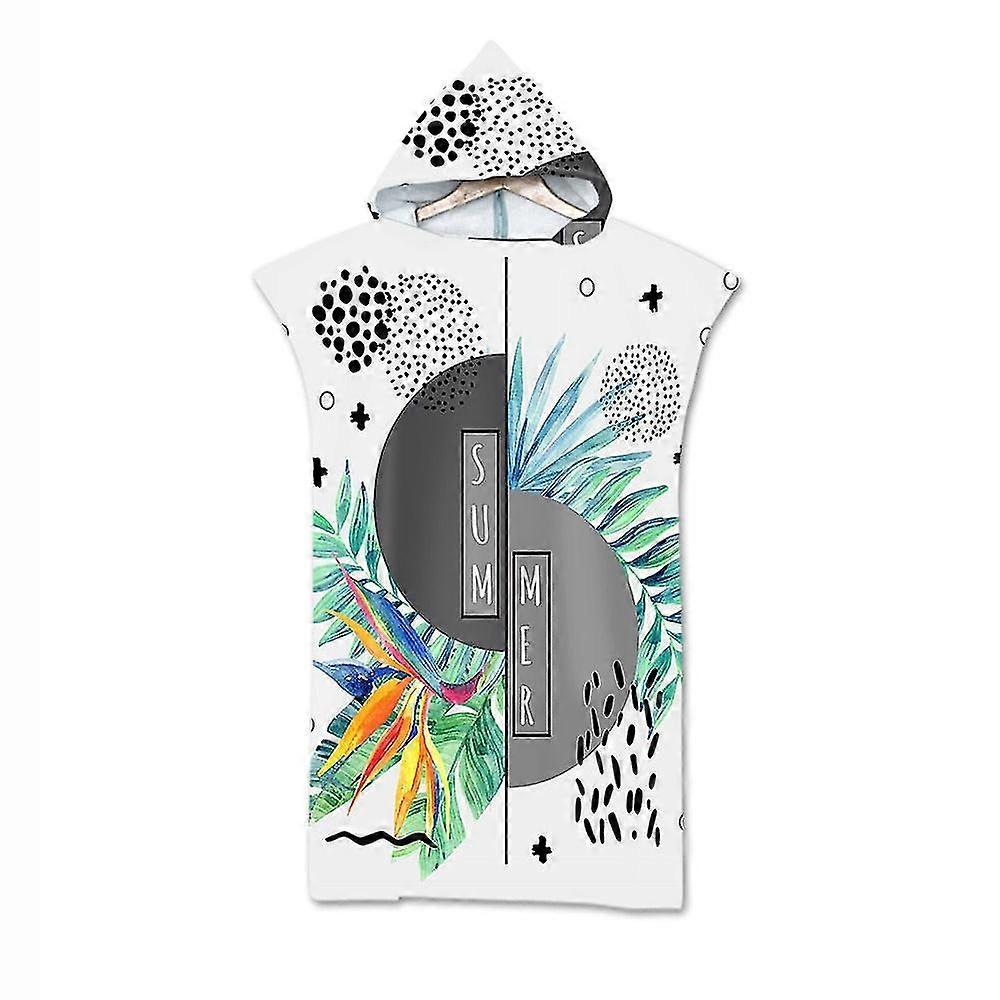 Leaves Print Microfiber Beach Towel Robe