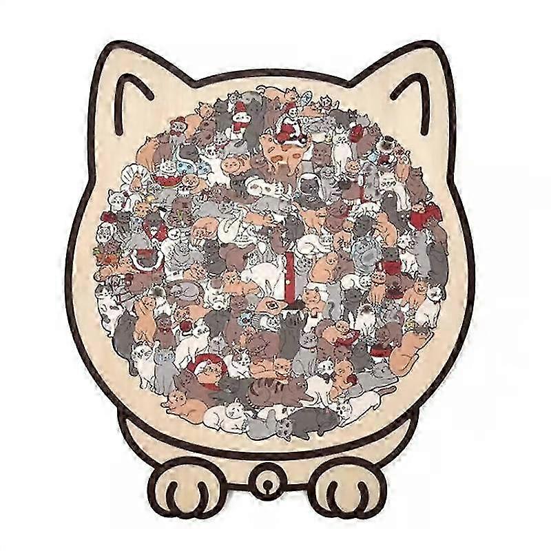 Cat Shape Morandi Wooden Puzzle