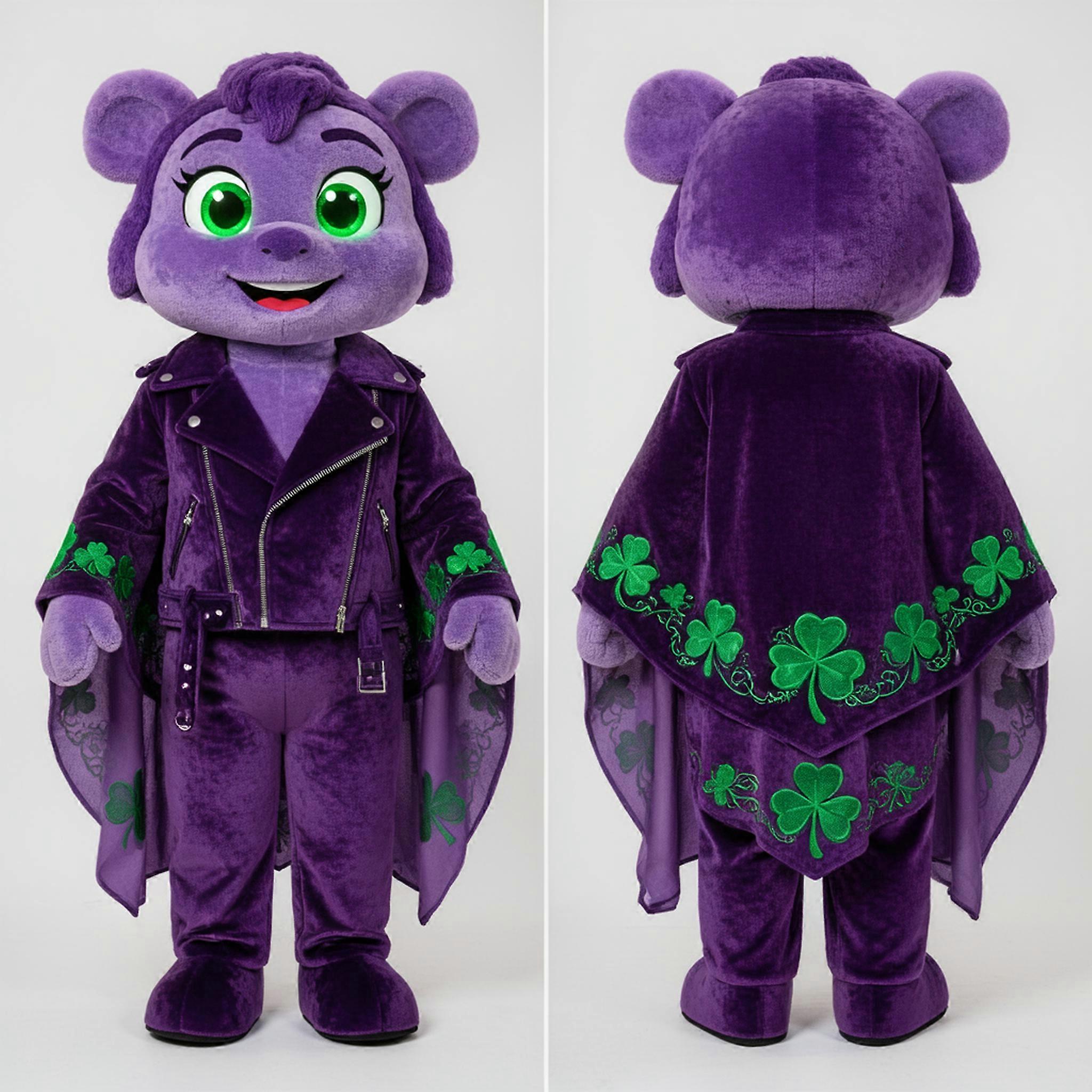 MASTICOT Purple Flowing Shawls Irish Dancer Mascot