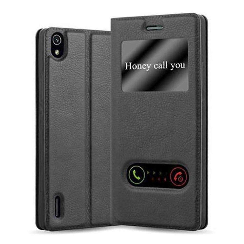 Case compatible with Huawei Ascend P7 - with 2 viewing windows