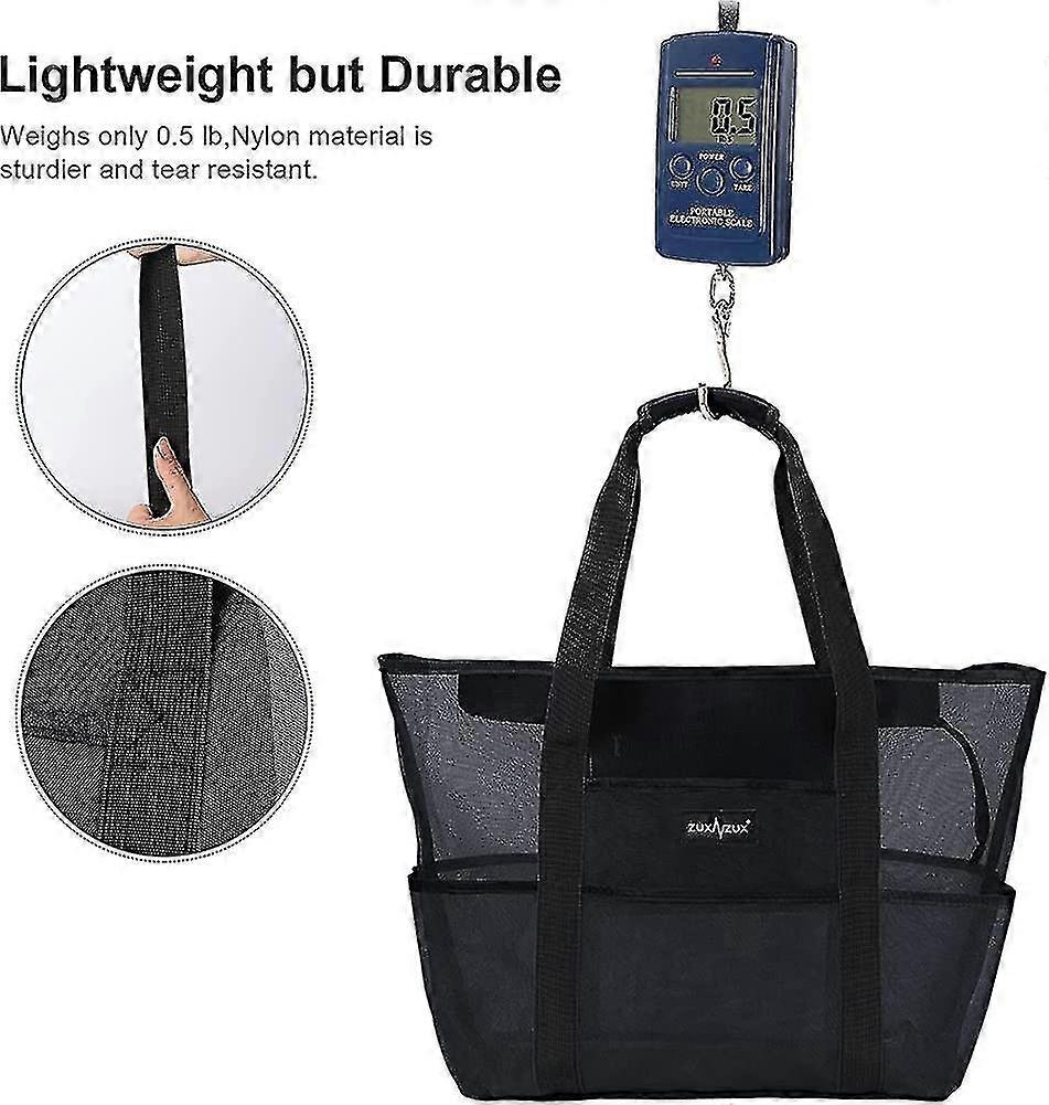 38l Large Zippered Mesh Beach Bag