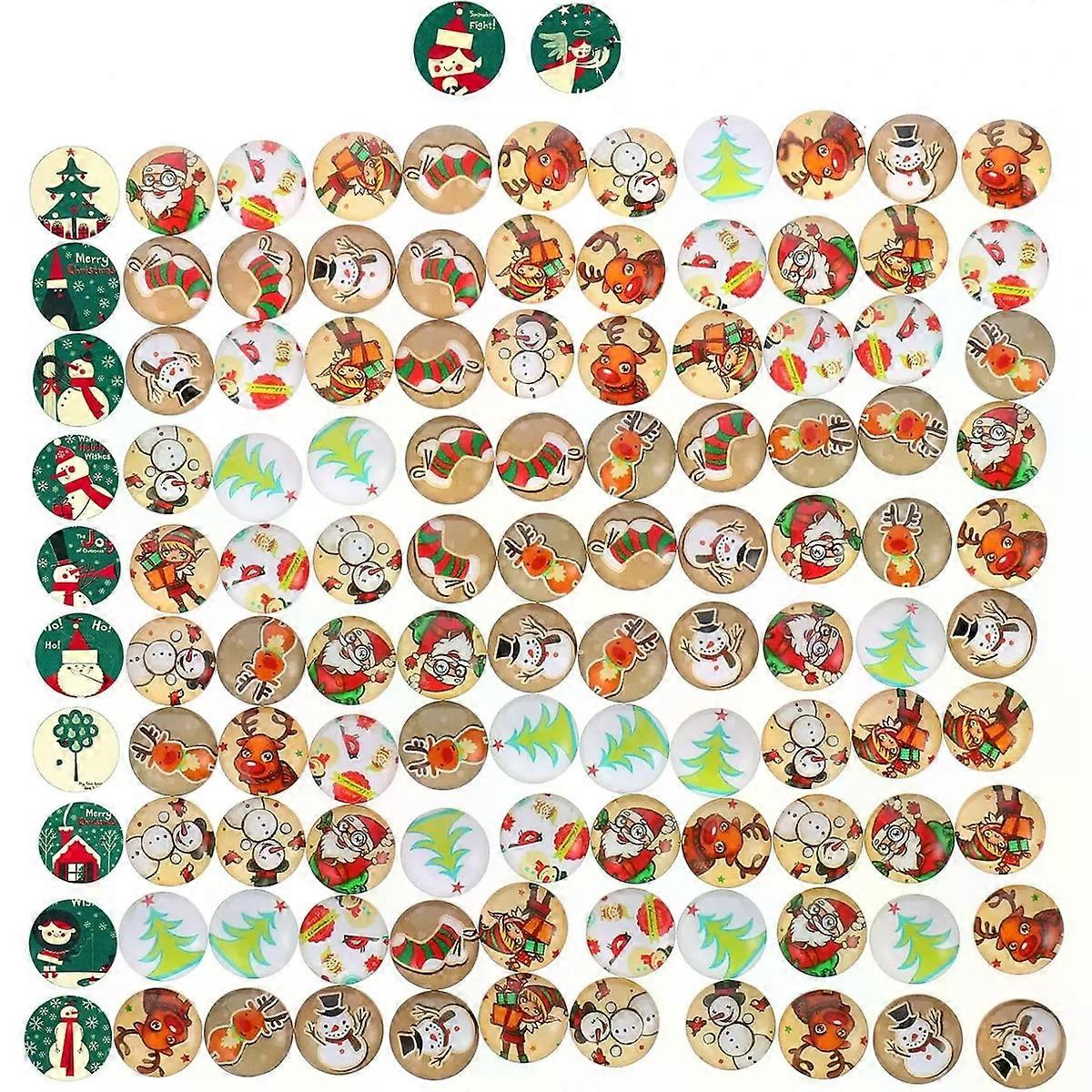 100pcs round Glass Flat Back Cabochons Christmas Gemstone Patch