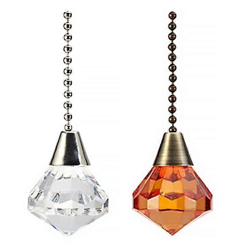 2pcs Ceiling Fan Light Pull Chain Rhinestone Lamp Hanging Ornament