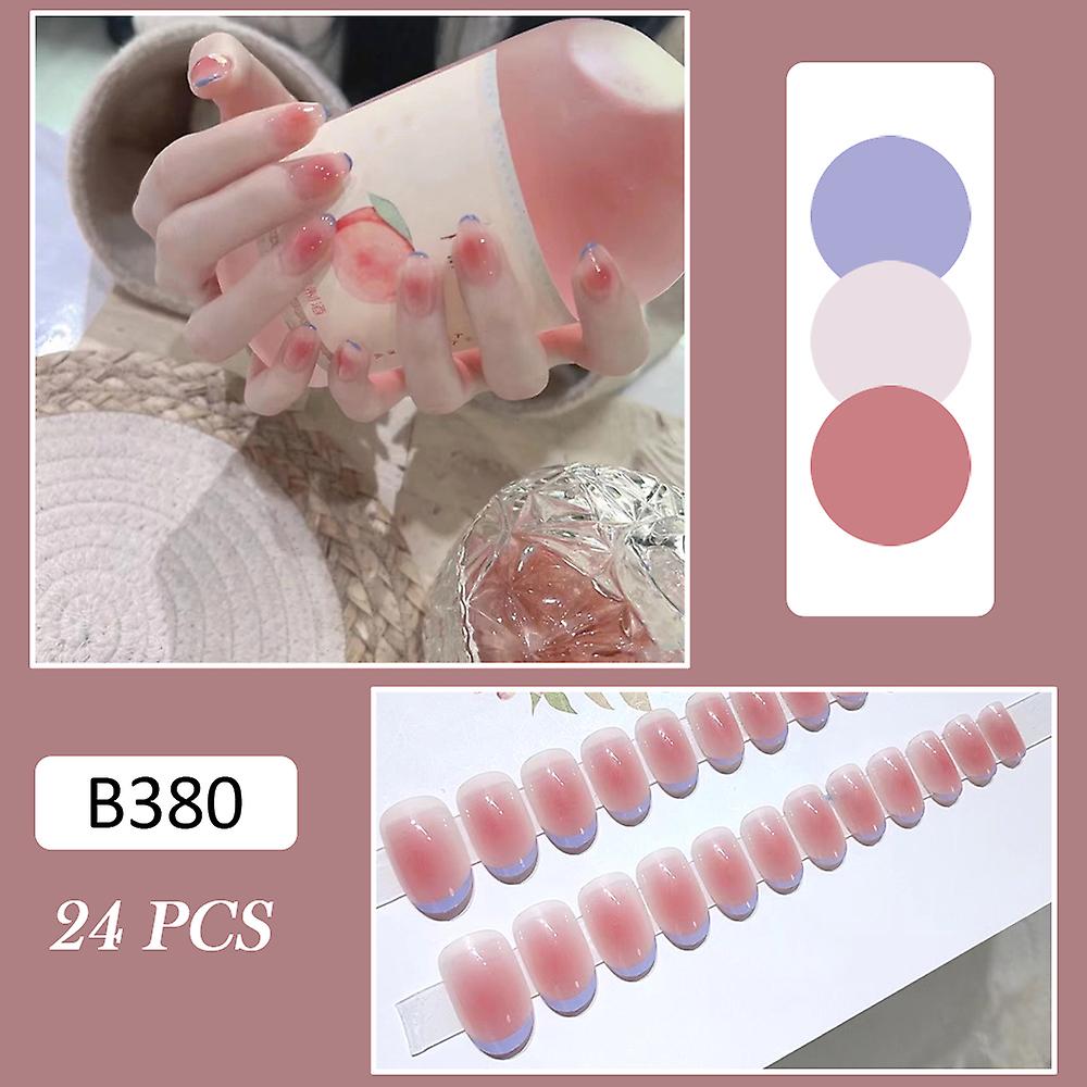 24pcs Manicure Press-on Nails Short Full Cover False Nails