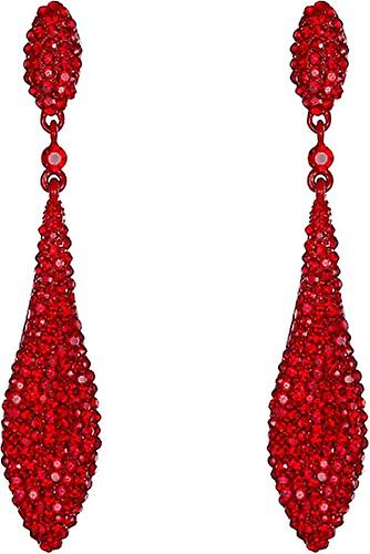 Women's Austrian Crystal Double Waterdrop Pierced Dangle Earrings
