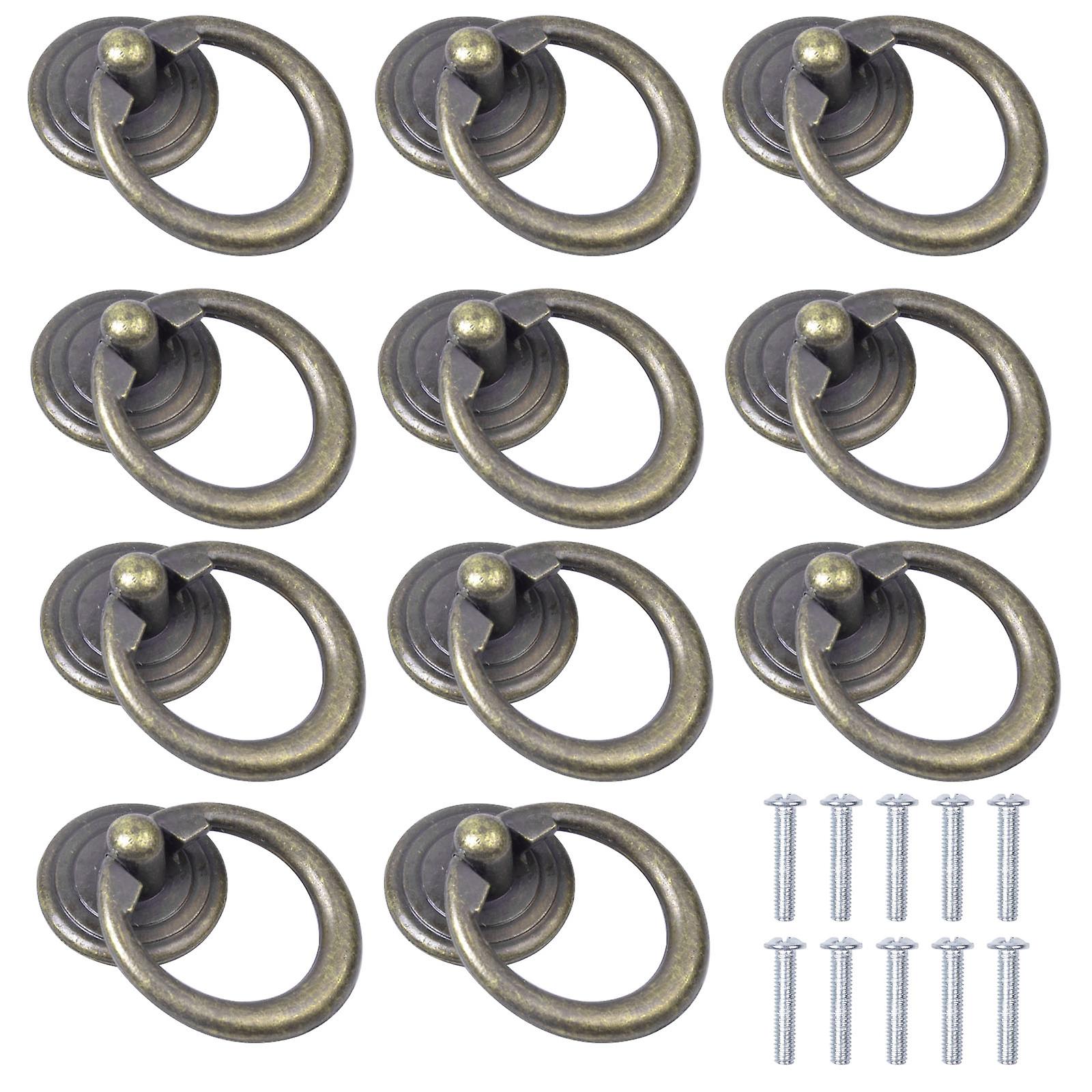 10pcs Antique Metal Drawer Ring Pull Knobs For Furniture