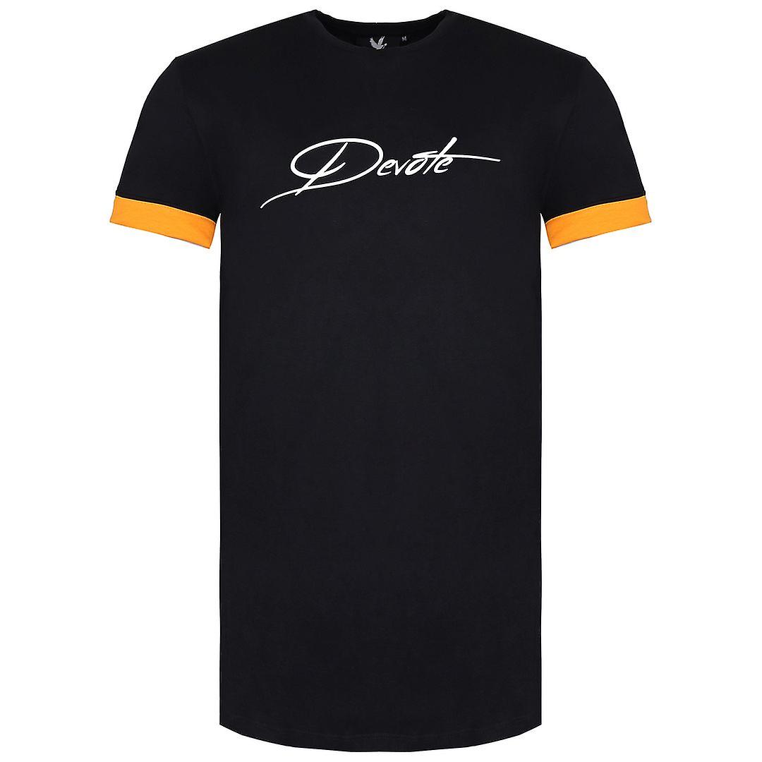 Devote London Short Sleeve Black/Orange Men Felix T-Shirt 66D19QMUL BLACK ORANGE