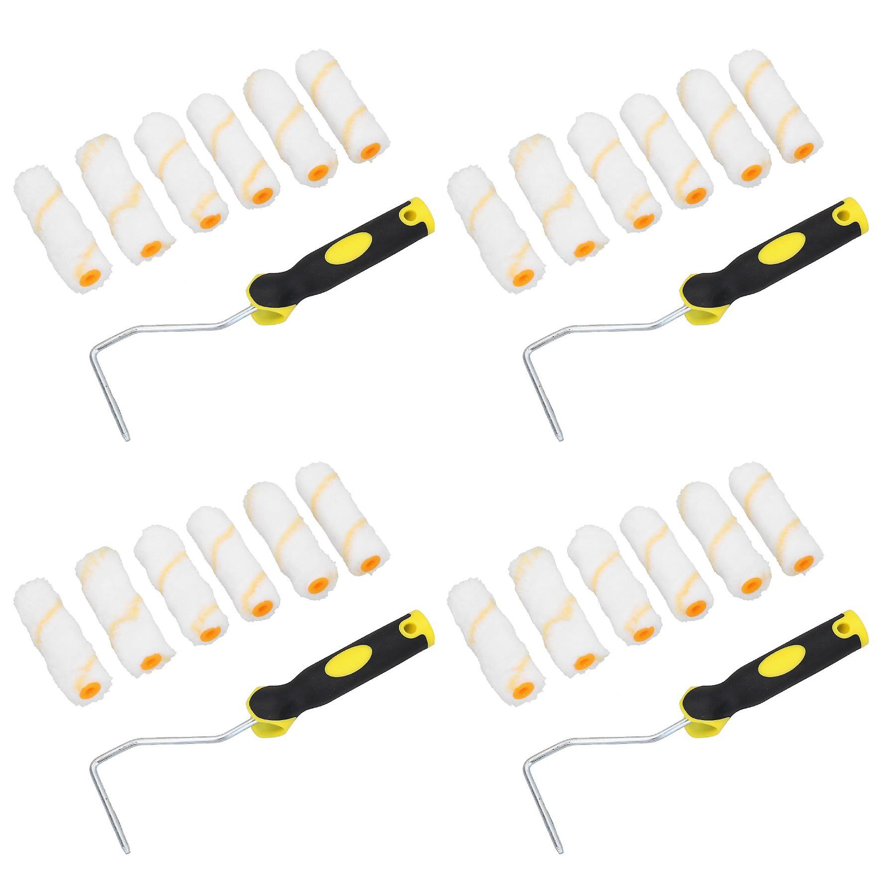 24pc 4” Mini Roller And Sleeves Set For Gloss Emulsion Paints Painting Decorating