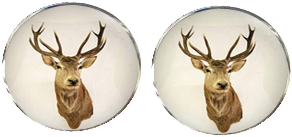 Bassin and Brown Stags Head Cufflinks - Brown/White