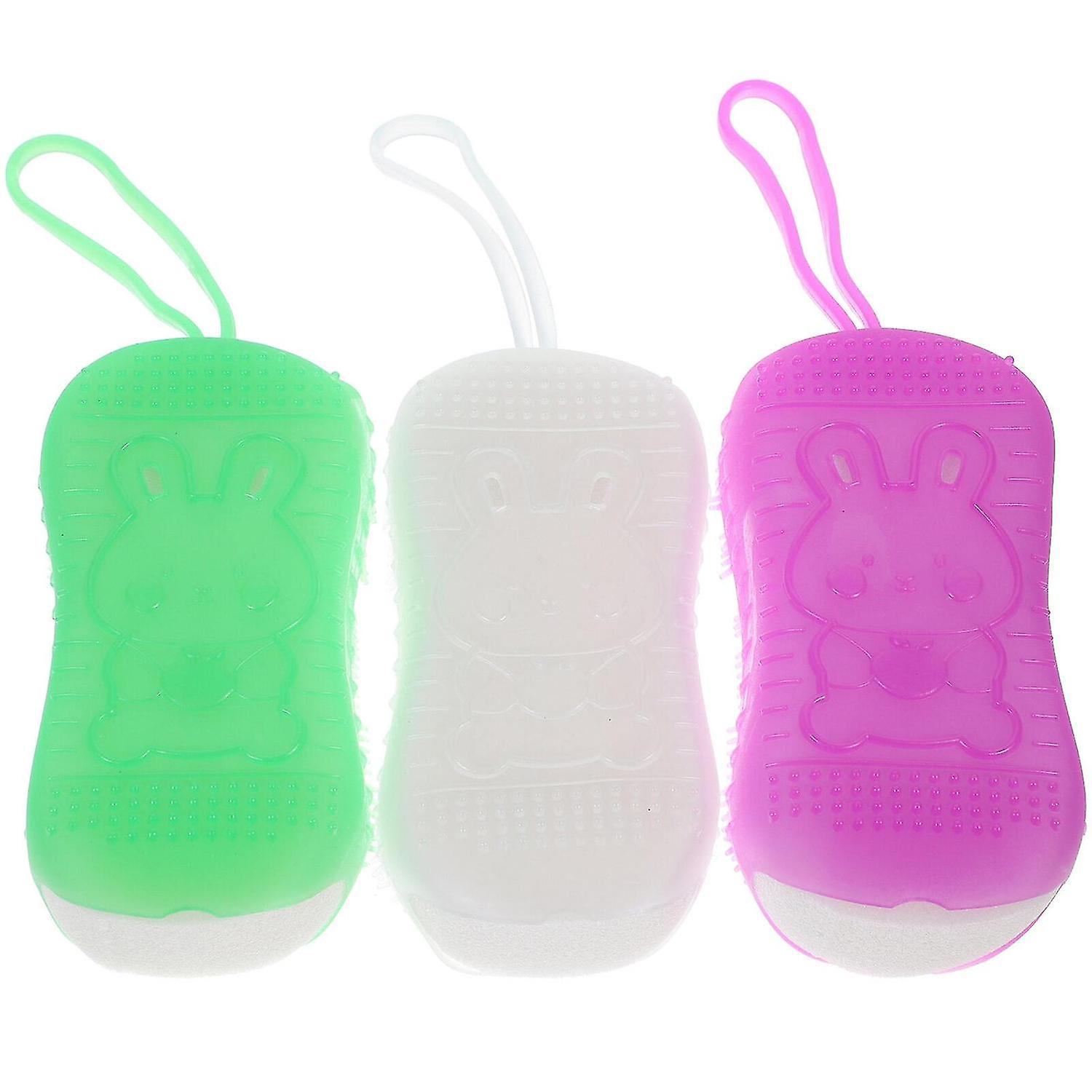 3pcs Bath Brushes Multifunctional Cleaning Brushes Massaging Tools Random Color
