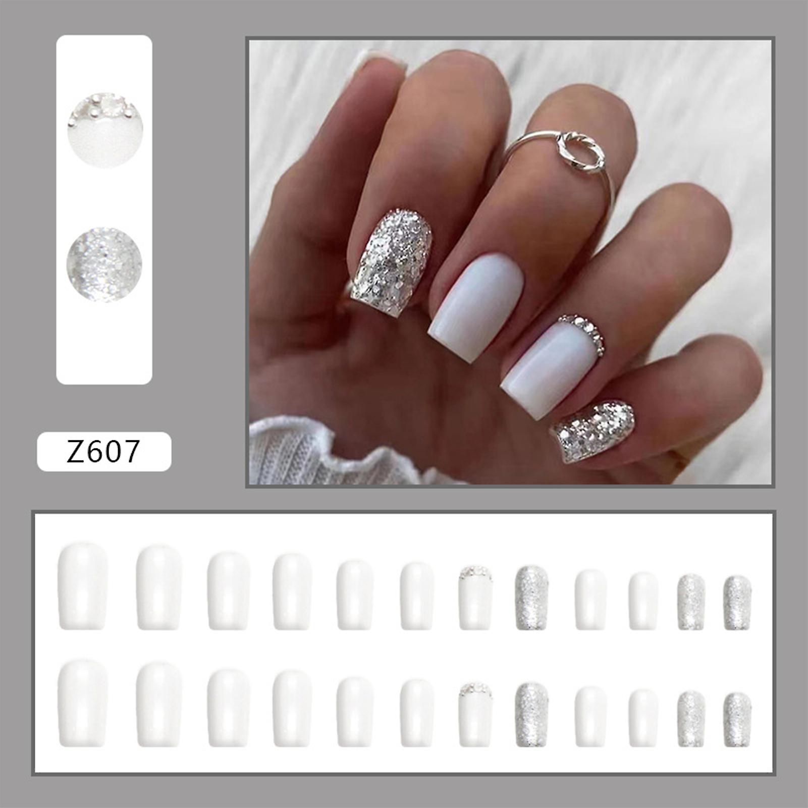 Flash Silver Paillette Fake Nails Durable And Not Easy To Scratch Nails