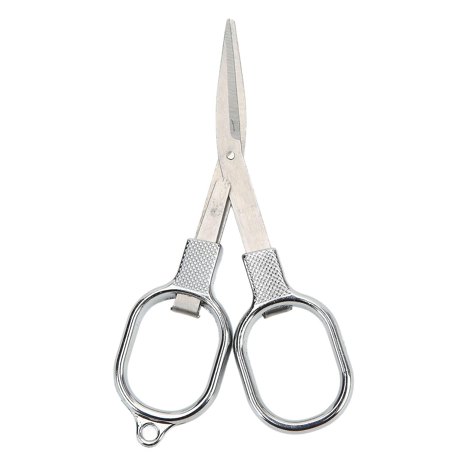 Folding Scissors Portable Stainless Steel 8 Thread Paper Cutting Sewing Embroidery Small ScissorsSilver