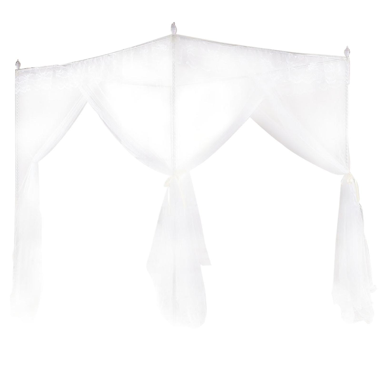 Luxury Princess Bed with Three Side Openings with Curtain, Canopy, Mosquito Net and Bedding (S)