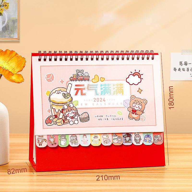 2024 New Calendar Cartoon Cute Calendar Desktop Planner Notepad Coil Calendar Book Stationery Office School Supplies